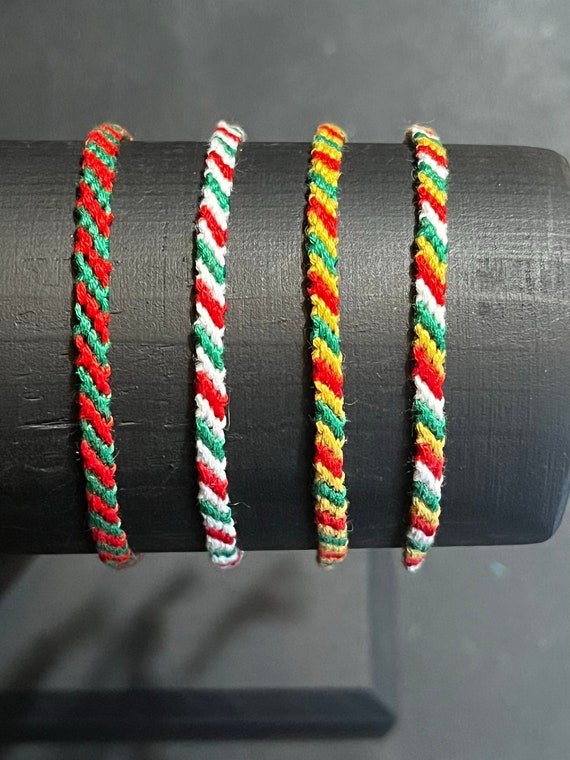 Candy Stripe Christmas Friendship Bracelet Thread Bracelet & Anklet Woven String  Bracelets Waterproof Bracelet Adjustable Bracelets 