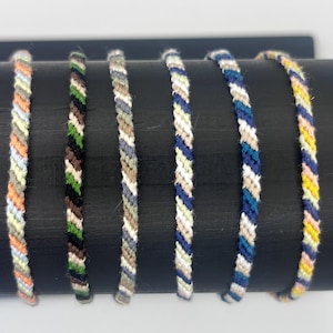 CUSTOMIZABLE Candy Stripe Friendship Bracelet | Thread Bracelet & Anklet | Customizable Adjustable Waterproof Woven String Thread Bracelet