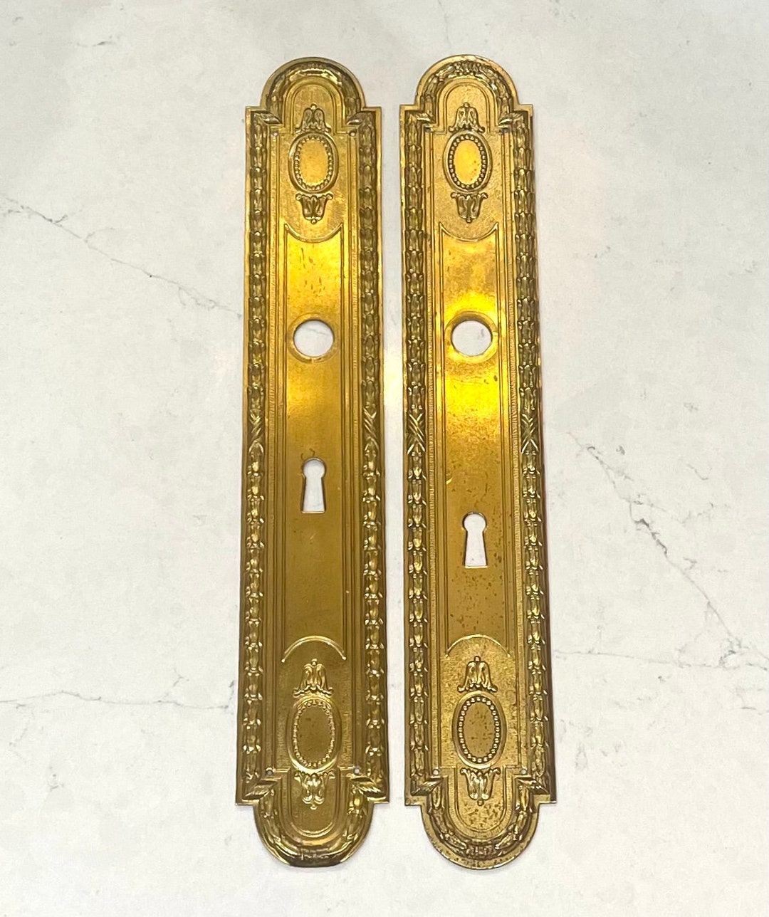 Pair Antique Brass Door Push Plates Art Nouveau Etsy