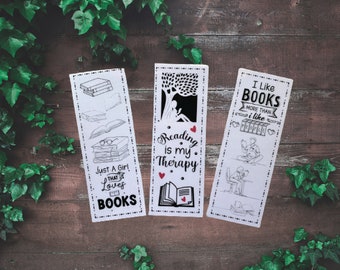 Bookmarks Bundle Png, Bookmark Template, Book Lover Png, Reading is my Therapy, DIY gift, Book Nerd, Cricut, Cameo, Silhouette