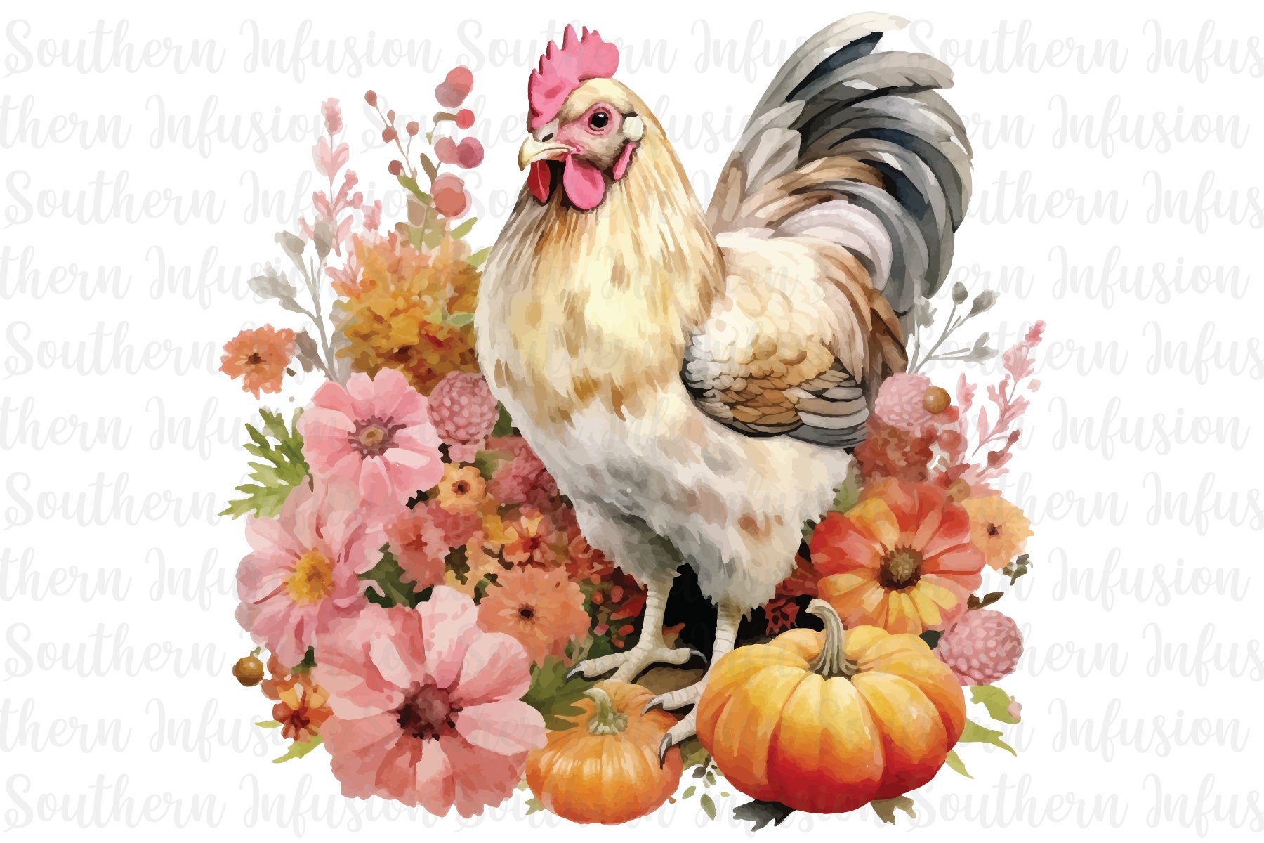 Colorful Rooster PNG Fall Pumpkins Png Digital Sublimation - Etsy