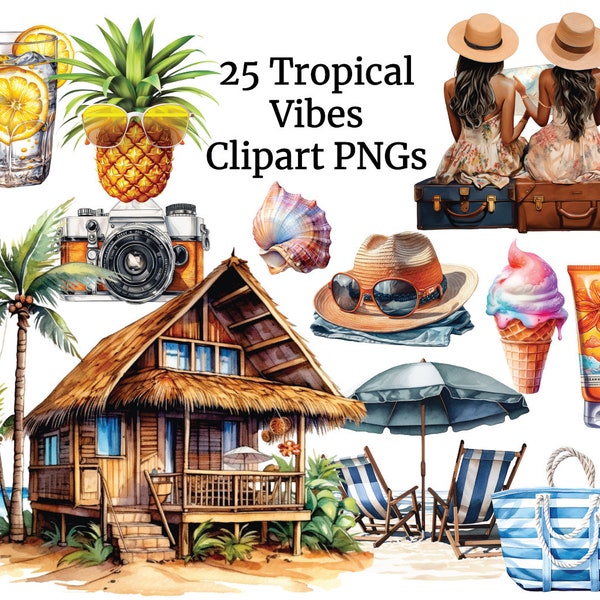 Travel Clipart, Vacation Holiday Graphics, World Travel, Planner Clipart, Pink Travel essential, Adventure, Vintage Travel, Tropical Getaway