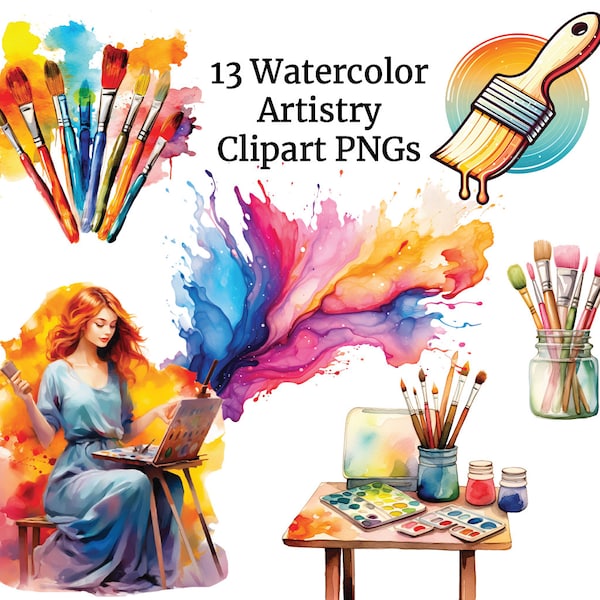 Bunte Farbpalette Künstler Clipart, Pinsel Clipart, Aquarell Künstler Lieferungen Clipart, Künstler Malerei Bilder PNG, Kunstklasse Designs