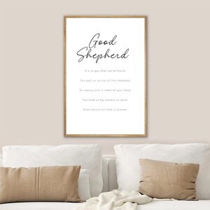 Good Shepherd Worship Lyrics | Christian Prayer Home Decor Printable Wall Art | Black and White Modern Wall Print