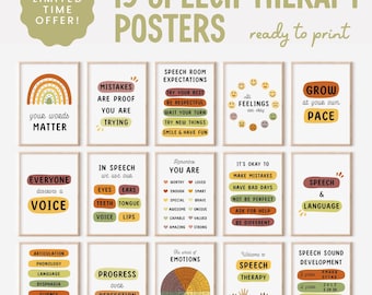 Speech Room Decor Bundle, SLP Poster, Speech Classroom Rules, Speech Therapy Printables, Speech Room Art, Classroom Decor Instant Download