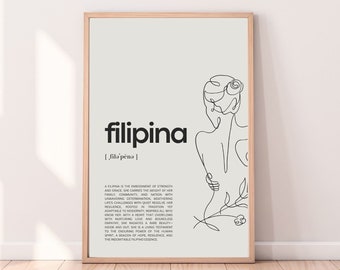 Minimalist Filipina Beauty Definition Wall Art - Pinay Beauty, Philippines Wall Art, Pinay Wall Art, Pinoy Art, Filipino Gift, Tagalog