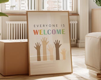 Everyone Is Welcome Here Safe Space Sign School Counselor Wall Art Therapy Office Decor All Are Welcome Equality Diversity Inclusion Poster