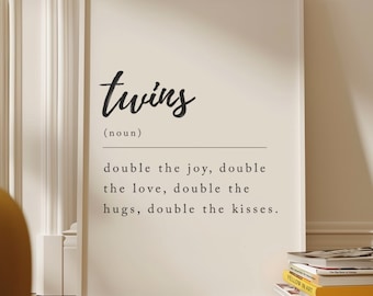 Twins Definition Print - Twin Nursery Decor, Twin Boys Gifts, Sisters Wall Art, Brothers Wall Art, Twins Wall Art, Twins Room Decor