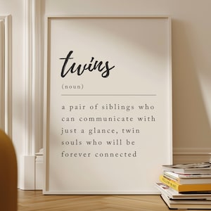 Twins Definition Print - Twin Nursery Decor, Twin Boys Gifts, Sisters Wall Art, Brothers Wall Art, Twins Wall Art, Twins Room Decor