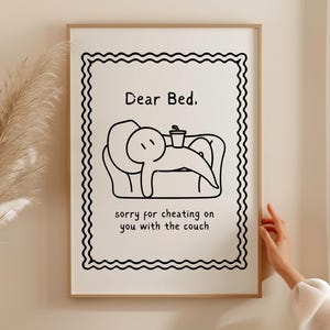 Let’s Stay In Bed Print - Mid Century Print, Trendy Bedroom Poster, Typography Print, Sleep Poster Aesthetic Wall Art, Bedroom Wall Art
