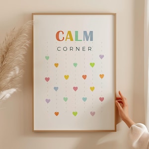 Calm Corner Rainbow Hearts Poster: Classroom Decor (Digital Download)