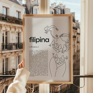 Tagalog Filipijnse definitie muurkunst - Filipijnse vrouw illustratie, Pinay moderne afdrukbare muurkunst, Filipijnse minimalistische muurkunst wordt afgedrukt