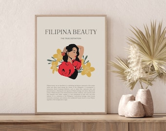 Filipina Beauty Printable Wall Art - Filipino Symbol Decorations for Pinoy Home, Philippines Gift Items for Wife, Tagalog Design Prints