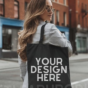 Schwarze Tragetasche Mockup - Lifestyle Mockup, Schwarze Tragetasche Mockup, Print on Demand Mockup, Schwarze Tragetasche Mockup, Schwarze Tragetasche Mockup