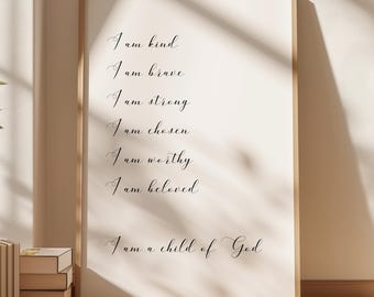 I Am a Child of God Printable, Bible Verse Prints, Nursery Wall Decor, Nursery Quote Print, Christian Prints, Poster Prints, Printable Art