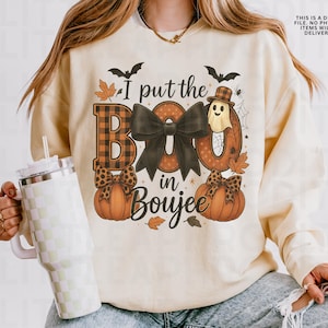 I Put The Boo in Boujee Png, Coquette Halloween PNG, Fall png, Spooky Season Png, Pumpkin Png, Halloween Mama Png, Sublimation TShirt Design