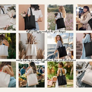 Mockup-paket med tygväska - Minimalistisk stil-mockup, Boho-mockup för tygväska, Liberty Bags OAD113-mockup, Port Authority B150-väskor bild 2