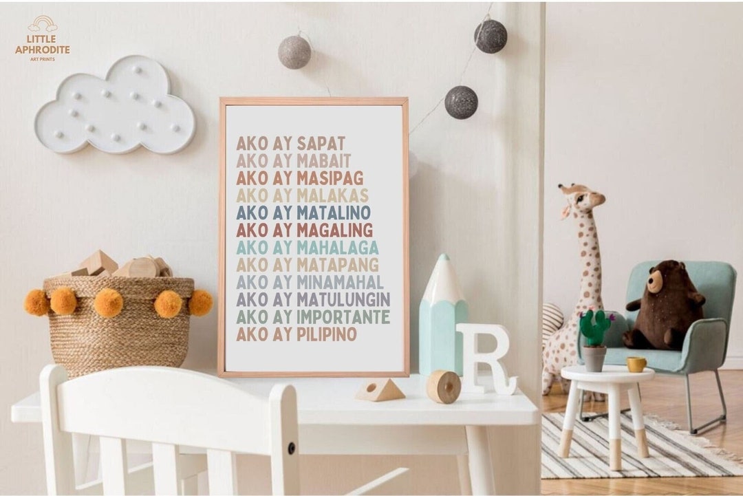 Tagalog Filipino Affirmations Educational Printable Wall Art Kids