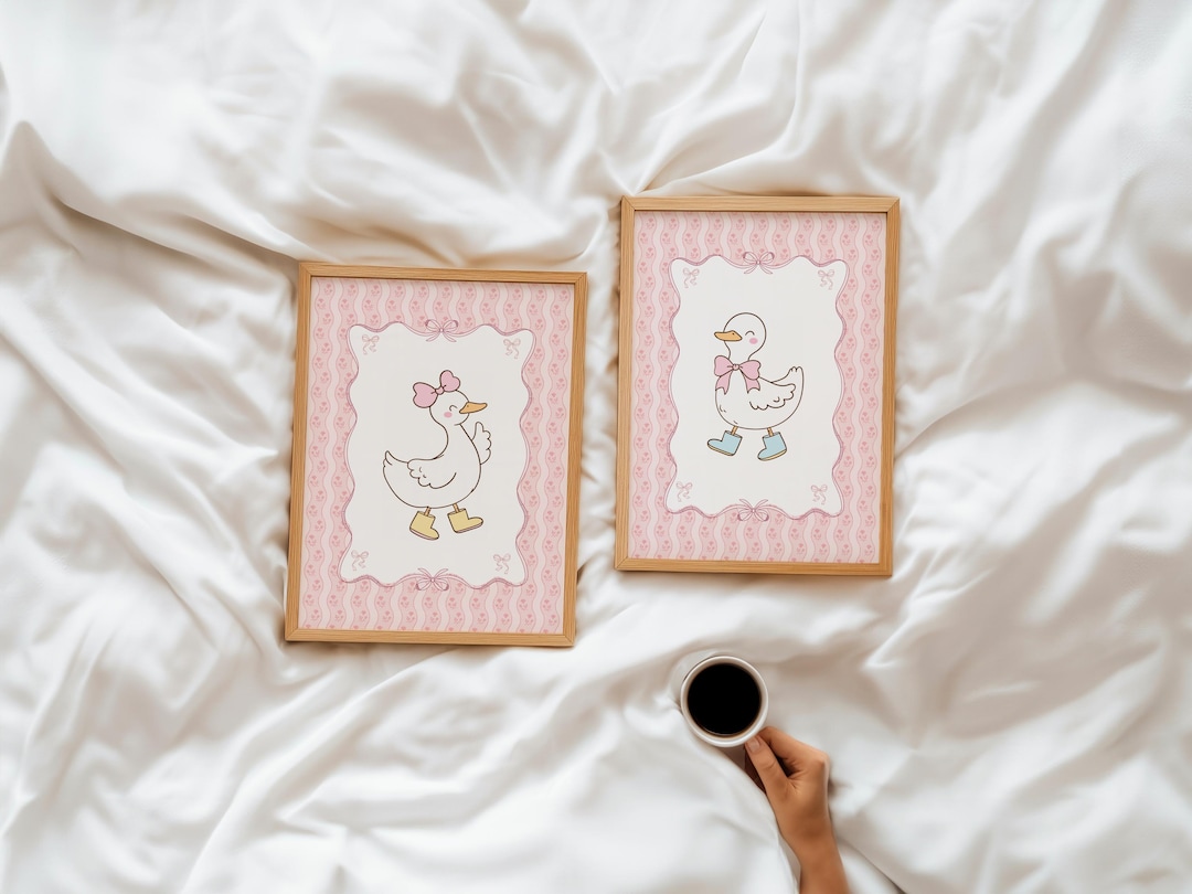 Vintage Pink Silly Goose Nursery Prints, Pink Wall Gallery, Sweet ...