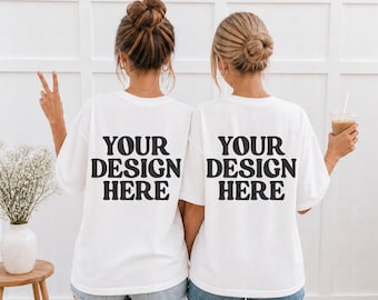 Gildan 5000 White Mockup Back of Tshirt Aesthetic Mockup Y2K Trendy White Gildan 5000 Oversized Tee Lifestyle Pinterest Shirt Trendy Outdoor