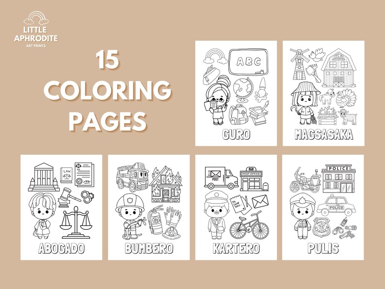 Tagalog Filipino Professions Coloring Sheets Toddler Busy Book Pages