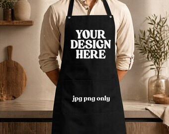 Black Apron Mockup | Kitchen Apron Mockup | Chef Apron Mockup | Barista Apron Mockup | Black Apron Photo | Digital Apron | JPEG IMAGE