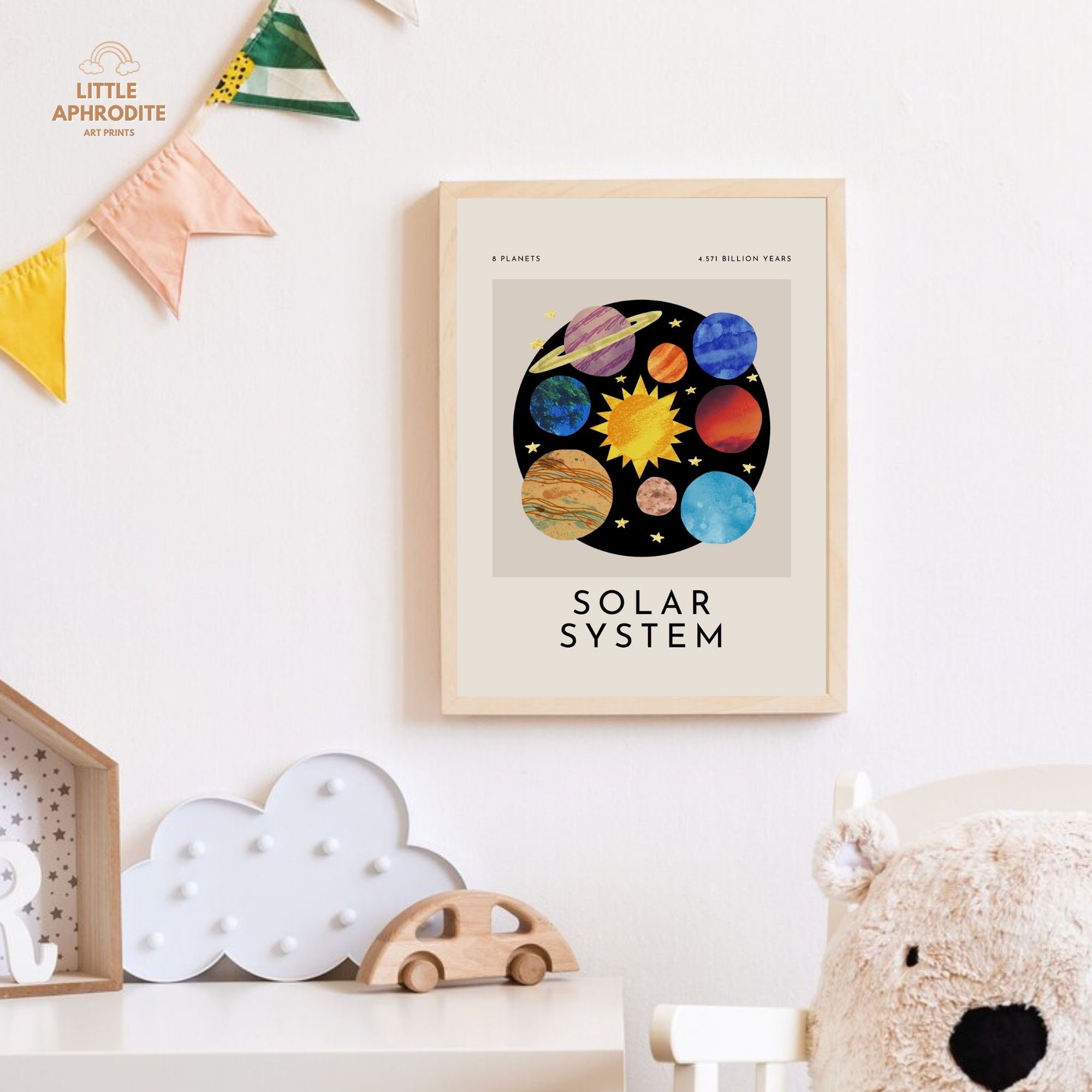 Solar System Illustration Poster Print for Kids Milkyway Galaxy Artwork ...