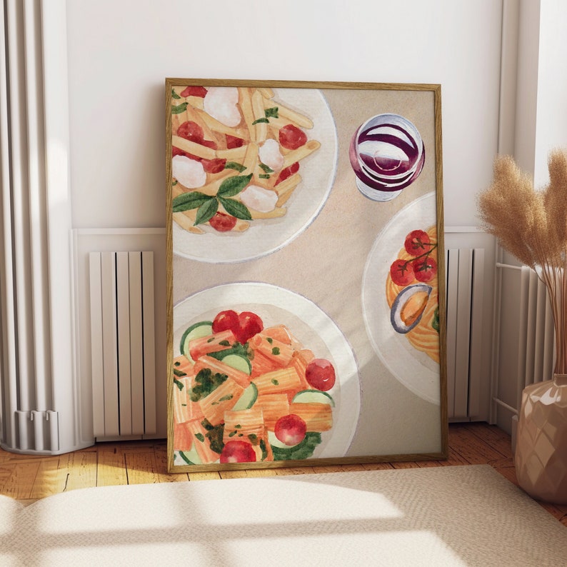 Pasta Wall Art Spaghetti Print Retro Küchendruck, Esszimmer Dekor ...