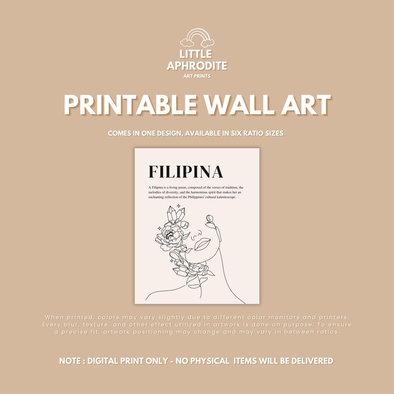 Minimalist Filipina Beauty Definition Wall Art Pinay Beauty, Philippines Wall Art, Pinoy Pride