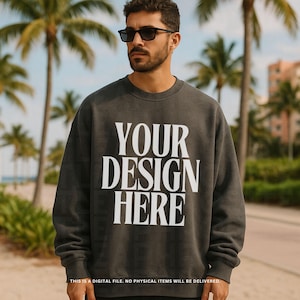 Dark Grey Heather Sweatshirt Mockup, Gildan 18000 Dark Heather, Crew neck Mockup, Dark Heather Sweat shirt, Professional Lifestyle Photo