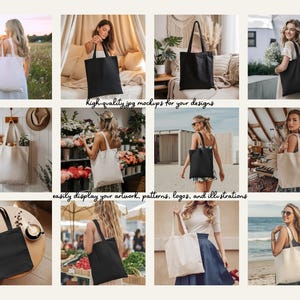 Mockup-paket med tygväska - Minimalistisk stil-mockup, Boho-mockup för tygväska, Liberty Bags OAD113-mockup, Port Authority B150-väskor bild 3