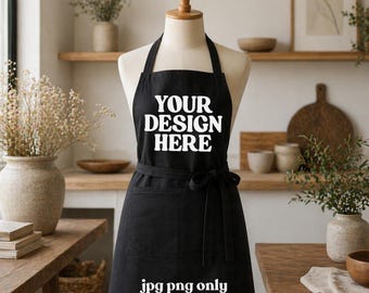 Black Apron Mockup | Kitchen Apron Mockup | Chef Apron Mockup | Barista Apron Mockup | Black Apron Photo | Digital Apron | JPEG IMAGE