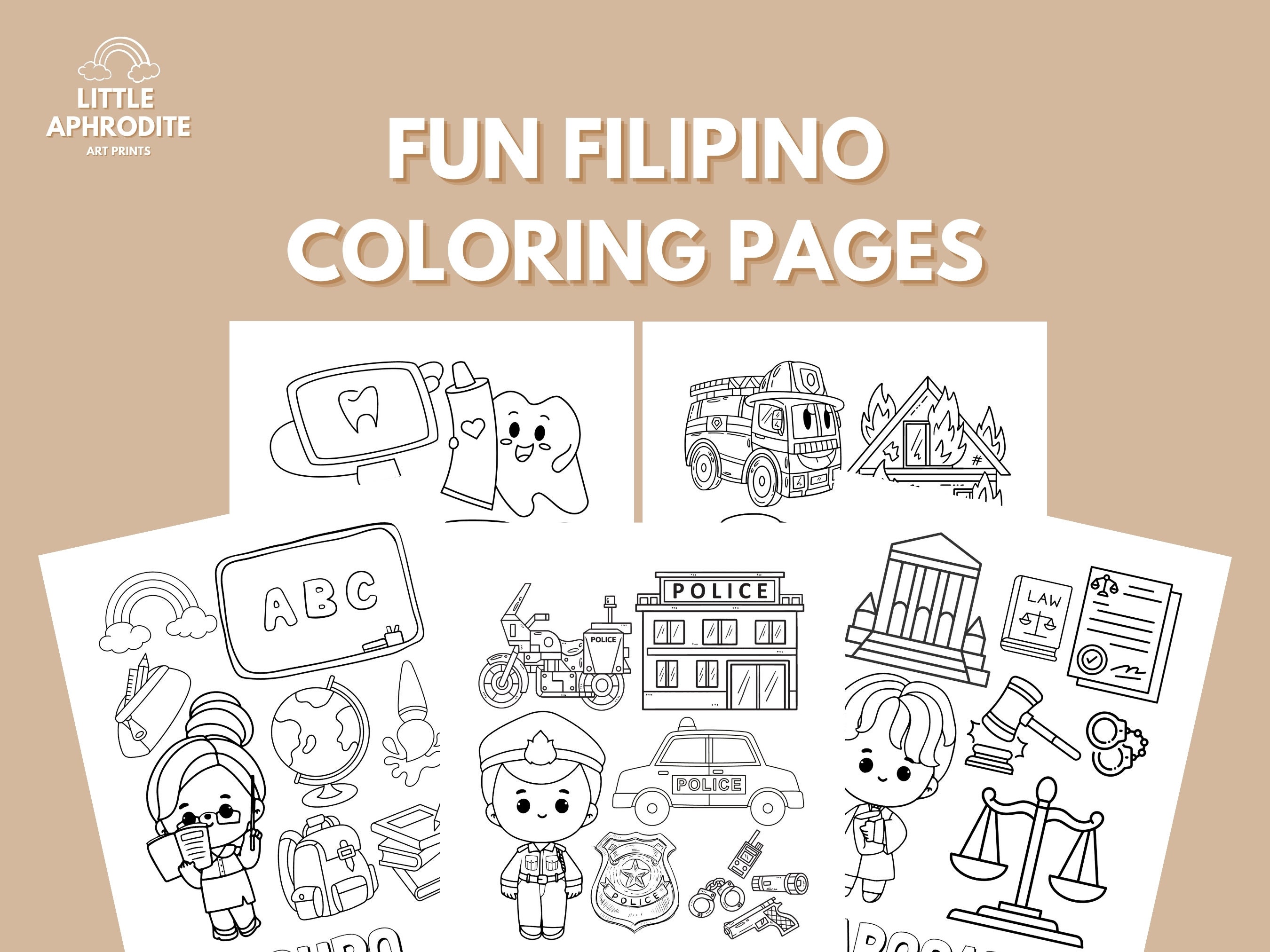 Tagalog Filipino Professions Coloring Sheets Toddler Busy Book Pages