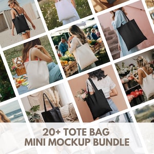 Canvas Tote Bag Mockup Bundle - Minimalist Style Mockup, Boho Tote Bag Mockup, Liberty Bags OAD113 Mockup, Port Authority B150 Bags