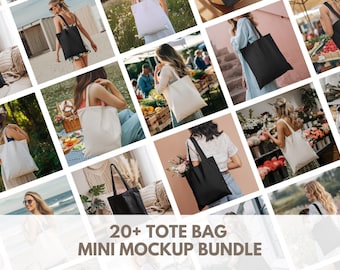 Canvas Tote Bag Mockup Bundle - Minimalist Style Mockup, Boho Tote Bag Mockup, Liberty Bags OAD113 Mockup, Port Authority B150 Bags