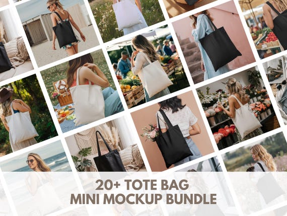 Canvas Tote Bag Mockup Bundle - Minimalist Style Mockup, Boho Tote Bag Mockup, Liberty Bags OAD113 Mockup, Port Authority B150 Bags
