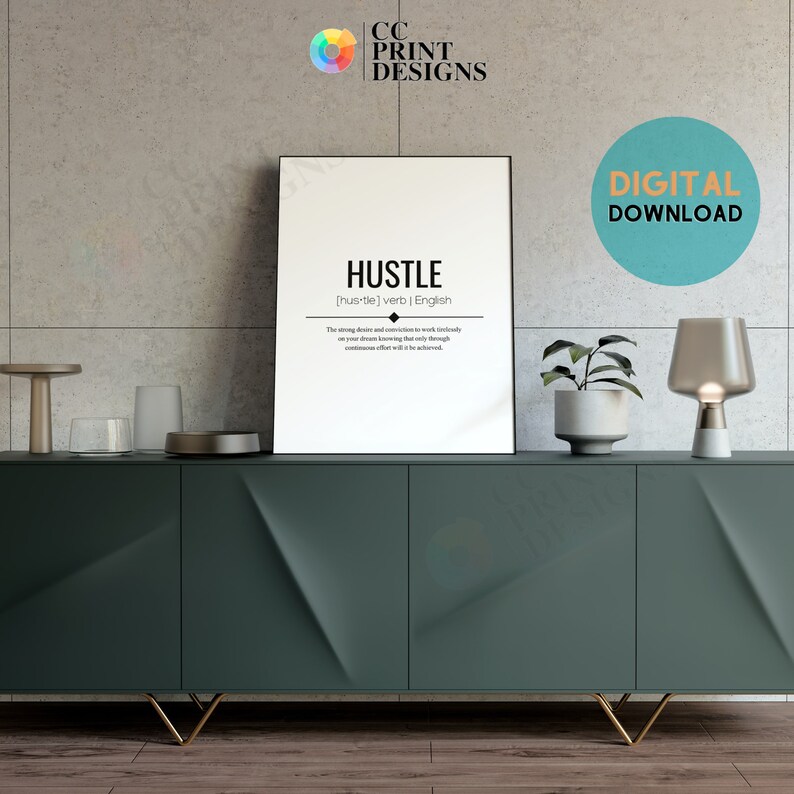 Hustle Definition Printable Wall Art Hustle Wall Art Instant Etsy