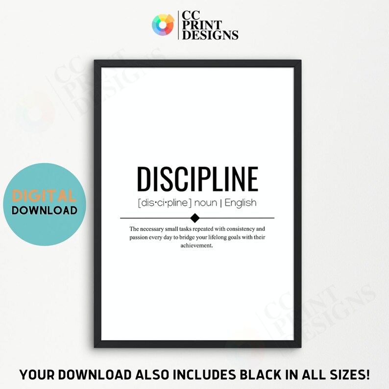 Discipline Definition Printable Wall Art Discipline Wall Art Etsy