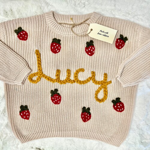 CUSTOM BABY TODDLER Sweater Hand Embroidered Knit Sweater Etsy