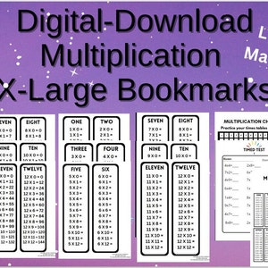 Printable Multiplication X-large Bookmarks and Times Tables Fun Study ...