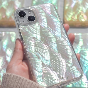 Handmade Mother of Pearl iPhone Case, Real Shell Inlay, Minimalist