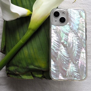 Weiße Perlmutt Handyhülle, handgefertigtes Geschenk, Handyhülle für Apple iPhone 16 Pro Max, iPhone 15+, iPhone 14, 13, 12, 11, iPhone XS