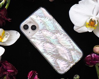 Mother of Pearl iPhone Case: Handmade Resin Art Phone Cover, Wedding Gift