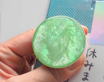 本物の貝殻型ポップグリップ、MagSafe＆粘着式スマホホルダー、手作り樹脂アート