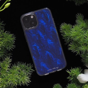 Universe Blau Perlmutt iPhone Hülle: Handgemachtes Handy Geschenk