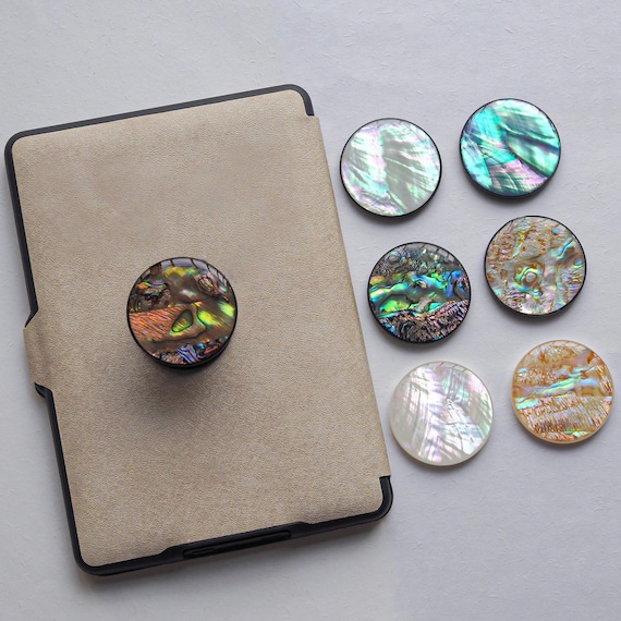 Handmade Resin Phone Grip: Mother of Pearl & Abalone Shell, Magnetic/Adhesive