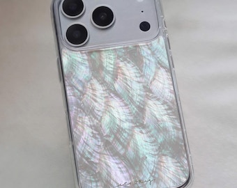 天然真珠貝製スマホケース、光沢のあるiPhoneカバー、MagSafe対応