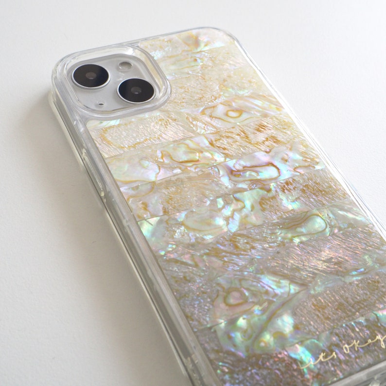 Handmade Abalone Shell iPhone Case: Elegant Gray Rose Design, Resin ...