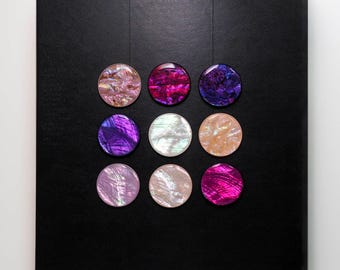 Resin Abalone Mother of Pearl Shell Phone Grip, Purple & Pink Handmade Magnetic Holder