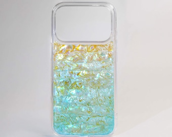 Handmade Natural Shell Phone Case, iPhone 18/17/16 Pro Max Case, Golden Beach